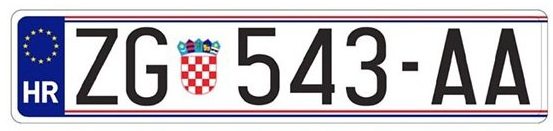 An example Croatian car plate